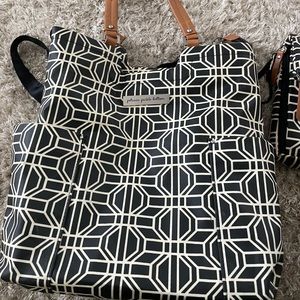Petunia Pickle Bottom Diaper bag set. Diaper bag geometric print matching Clutch